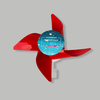 Windmühle, rot, farbig bedruckt, mit Halterung