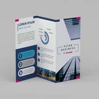 Faltblatt gefalzt auf 10,5 cm x 29,7 cm vertikaler Zickzackfalz 6-seitig farbig bedruckt stehend