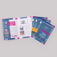 Faltblatt gefalzt auf DIN A7 vertikaler Mittelfalz 4-seitig farbig bedruckt