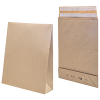 Faltentasche mit Klotzboden (22,9 x 16,2 x 4 cm), doppelte Haftklebung ohne Fenster, unbedruckt braun