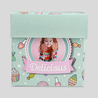 Faltschachtel mit Klickverschluss (7 x 7 x 7 cm) einseitig bedruckt, Vorderseite