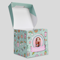 Faltschachtel mit Klickverschluss (7 x 7 x 7 cm) einseitig bedruckt, Seitenansicht, Deckel