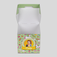 Faltschachtel mit Klickverschluss (8,8 x 8,8 x 8,8 cm) einseitig bedruckt, Vorderseite, Deckel