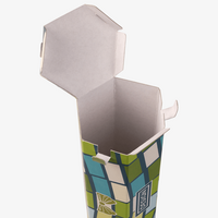 Faltschachtel Sechseck (3,6 x 3,6 x 18 cm), Deckel offen