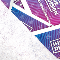 Feuchtes Glas-Reinigungstuch, 4/0-farbig einseitig bedruckt, Detail Tuch