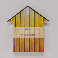 Firmenschild, farbig bedruckt, Pfeil Form, liegend