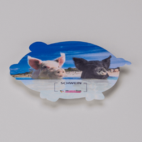 Firmenschild, farbig bedruckt, Schwein Form, liegend