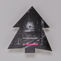 Firmenschild, farbig bedruckt, Tannenbaum Form, liegend