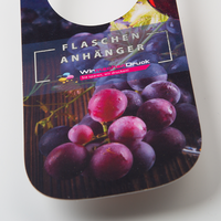 Flaschenanhänger, farbig bedruckt, liegend