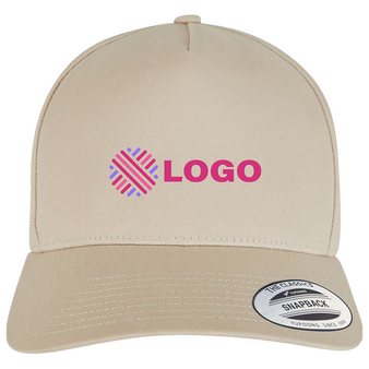 FLEXFIT - 5-Panel Curved Classic Snapback Cap, vorne mit Druck