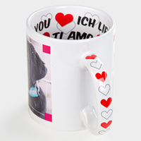 Fototasse ICH LIEBE DICH, Außen mit Foto bedruckt, Innen ein Schriftzug mit Ich liebe Dich