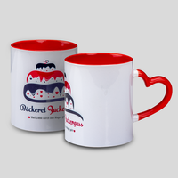Tasse, farbig bedruckt, Herzhenkel