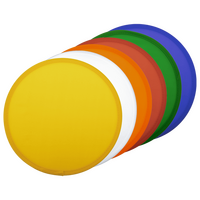 bunte Frisbees aufgereiht 