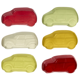 Fruchtgummi-Tütchen 10g (Form: Autos), 4/0 farbig einseitig bedruckt