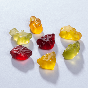 Fruchtgummi, liegend, verschiedene Formen