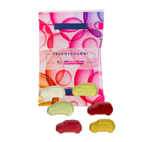 Fruchtgummi-Tütchen 10g (Form: Autos), 4/0 farbig einseitig bedruckt