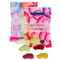 Fruchtgummi-Tütchen 10g (Form: Autos), 4/4 farbig beidseitig bedruckt