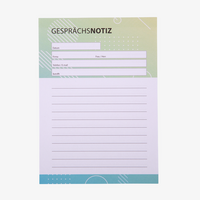 Gesprächsnotizzettel, DIN A6 (10,5 x 14,8 cm), 1-seitig, 4/0-farbig