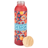 Glasflasche mit Bambusdeckel bedruckt