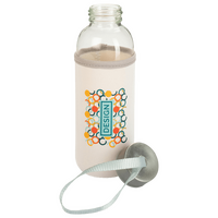 Glasflasche mit Neoprenhülle bedruckt