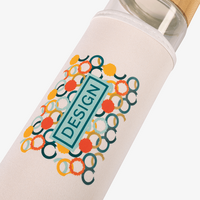 Glasflasche mit Neoprenhülle bedruckt