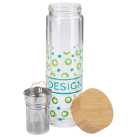 Glas-Thermoflasche mit Teesieb bedruckt