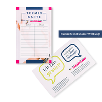 Visitenkarten, farbig bedruckt, quer liegend