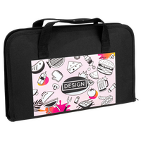 geschlossene schwarze Tasche bedruckt