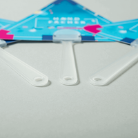 Handfächer, Dreieck Form mit Griff, farbig bedruckt mit Text, liegend