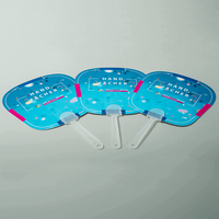 Handfächer, Spiegel Form mit Griff, farbig bedruckt mit Text; liegend