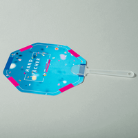 Handfächer, Stoppschild Form mit Griff, farbig bedruckt mit Text, liegend