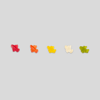 Fruchtgummi, farbig bedruckt, liegend