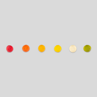 Fruchtgummi, farbig bedruckt, liegend