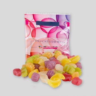 Fruchtgummi, farbig bedruckt, liegend