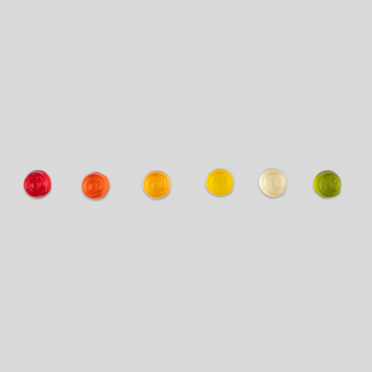 Fruchtgummi, farbig bedruckt, liegend