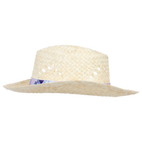 Herren-Strohhut natur mit bedrucktem Hutband