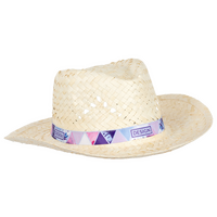 Herren-Strohhut natur mit bedrucktem Hutband
