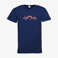 Herren-T-Shirt FOTL, Basic V-Neck - Motiv American Football EKG-Linie