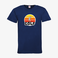 Herren-T-Shirt FOTL, Basic V-Neck - Motiv Golf Sonnenuntergang