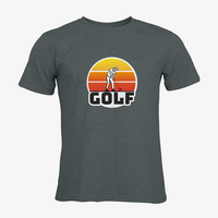 Herren-T-Shirt Russell, Organic - Motiv Golf Sonnenuntergang