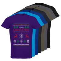 Herren-T-Shirt B&C, Organic - Motiv Weihnachtsstrickpulli, Farbauswahl