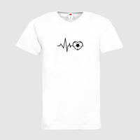 Herren-T-Shirt FOTL, Basic V-Neck - Motiv Fußball EKG-Linie