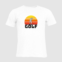 Herren-T-Shirt Russell, Organic - Motiv Golf Sonnenuntergang