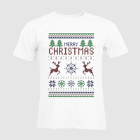 Herren-T-Shirt Russell, Organic - Motiv Weihnachtsstrickpulli