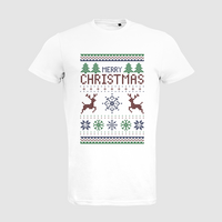 Herren-T-Shirt B&C, Organic - Motiv Weihnachtsstrickpulli