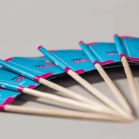 Fahne mit Holzpicker, farbig bedruckt, liegend