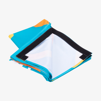 Messetheke gerade, Holzablage, Textil mit Klettband, bedruckt