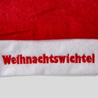 Weihnachtsmütz, bestickt, rot