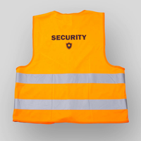 Hochwertige Polyester-Warnweste, 1-farbig, beidseitig BRUST und RÜCKEN bedruckt, neonorange, Rückseite