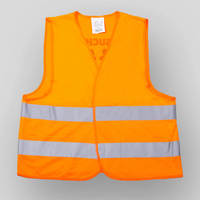Hochwertige Polyester-Warnweste, 1-farbig, einseitig RÜCKEN bedruckt, neonorange, Vorderseite